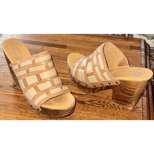 Kork Ease Charissa Platform Sandal Tan Leather Size 8M